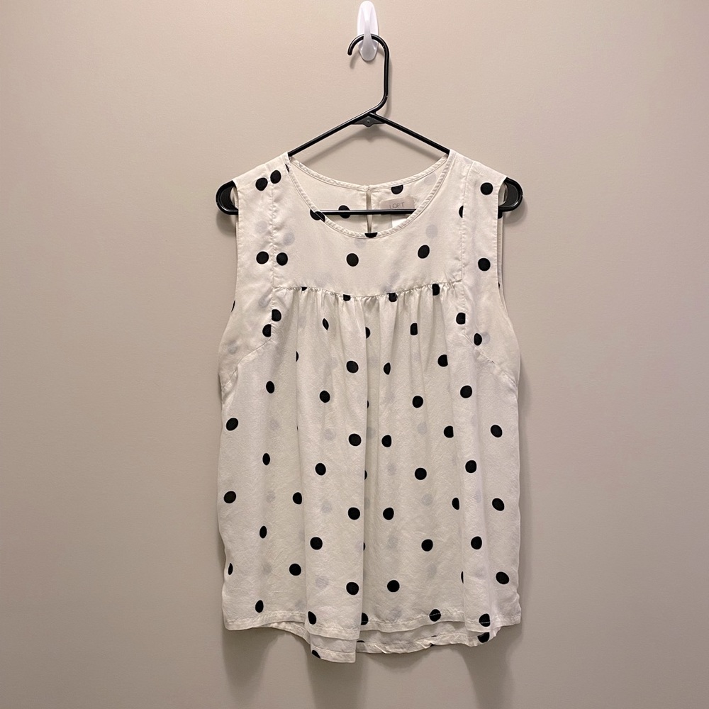 LOFT- Black &White Polka Dot Top-Size Medium